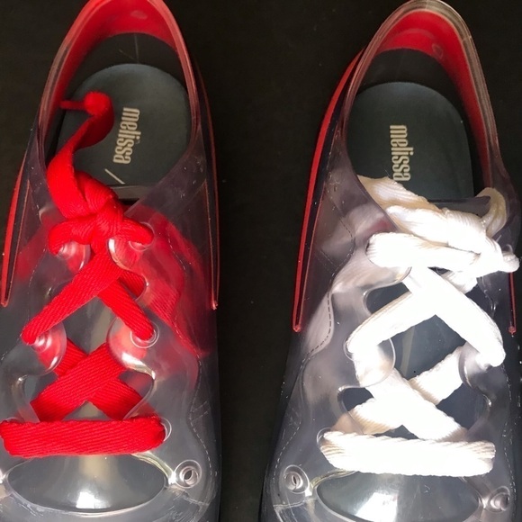 Melissa x Fila “Melissa Sneaker” Lace-Up Jelly in Clear, Bubblegum Scent, Size 6 - Picture 6 of 11